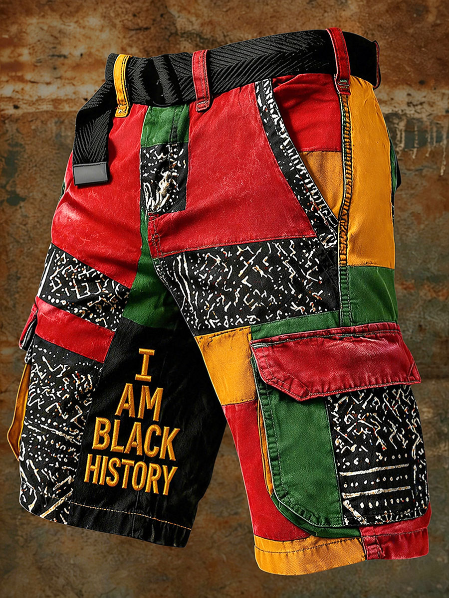Men’s African Heritage Patchwork Cargo Shorts