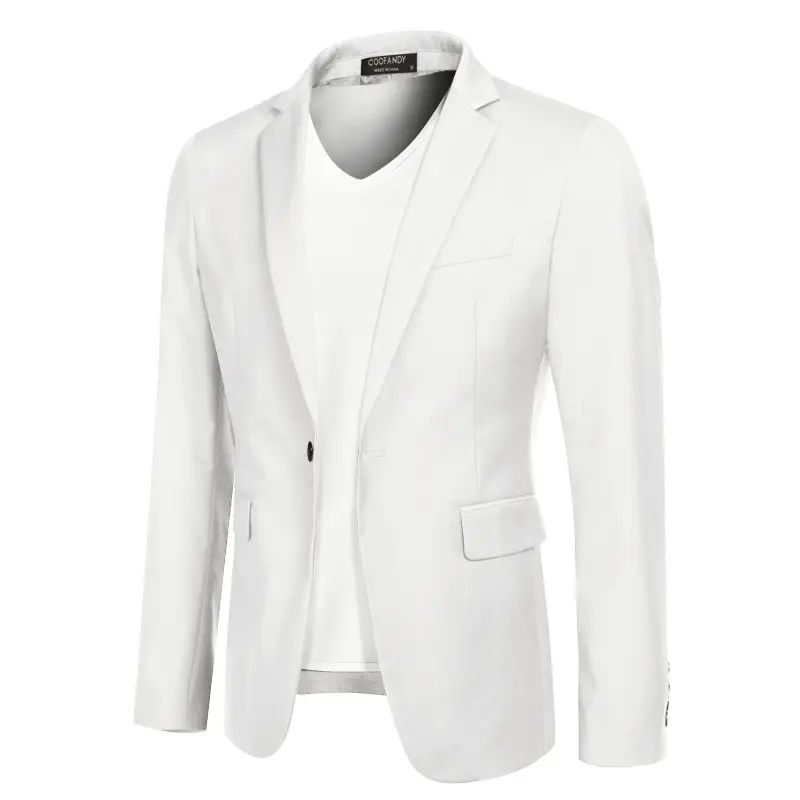 Mens Sport Coat Casual Blazer One Button Business Suit Jacket