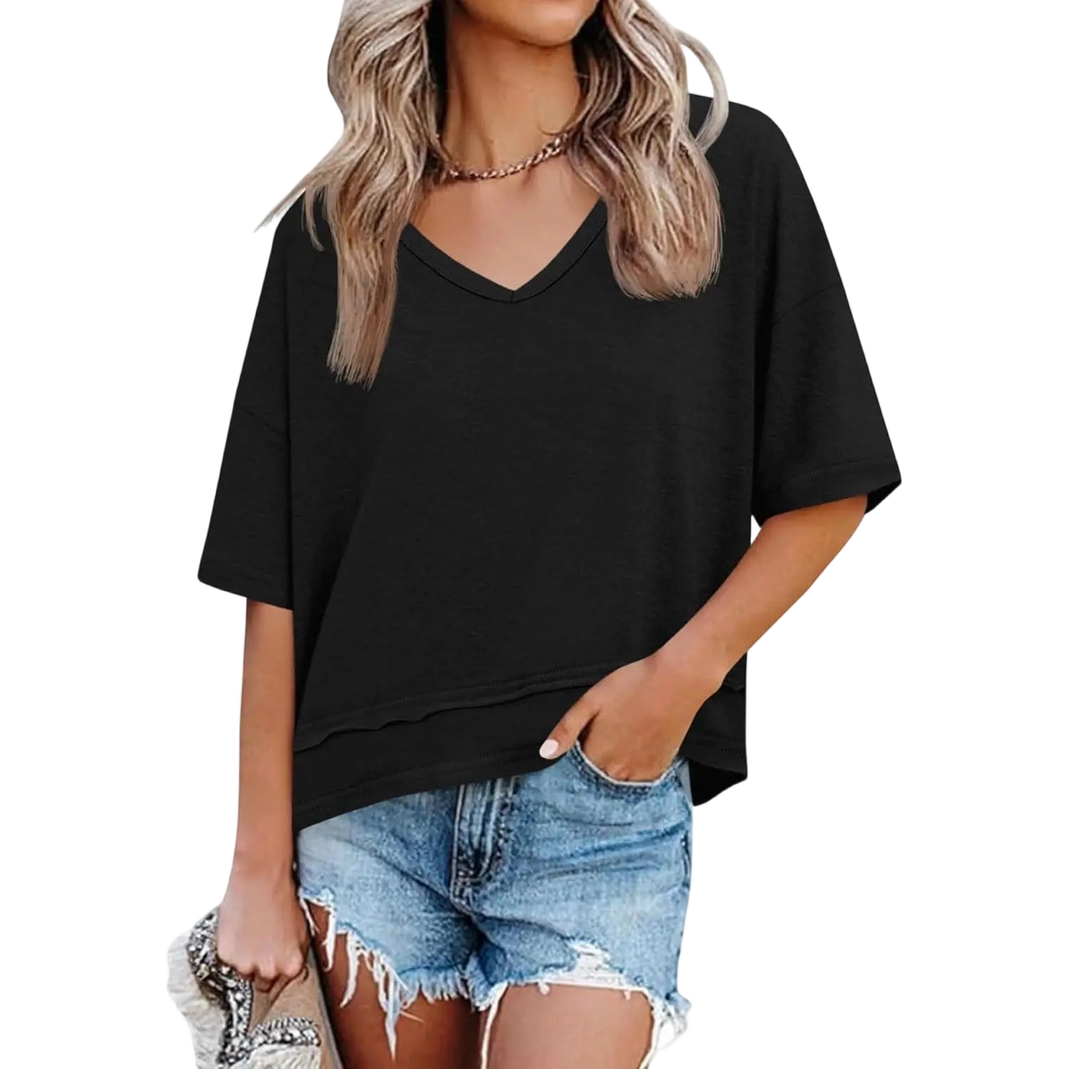 Last Chance! 5 Pieces for $24 – Today Only! Women's Summer V Neck T Shirts Casual Short Sleeve Flowy Tops Cute Loose Fit Basic Tees Soft