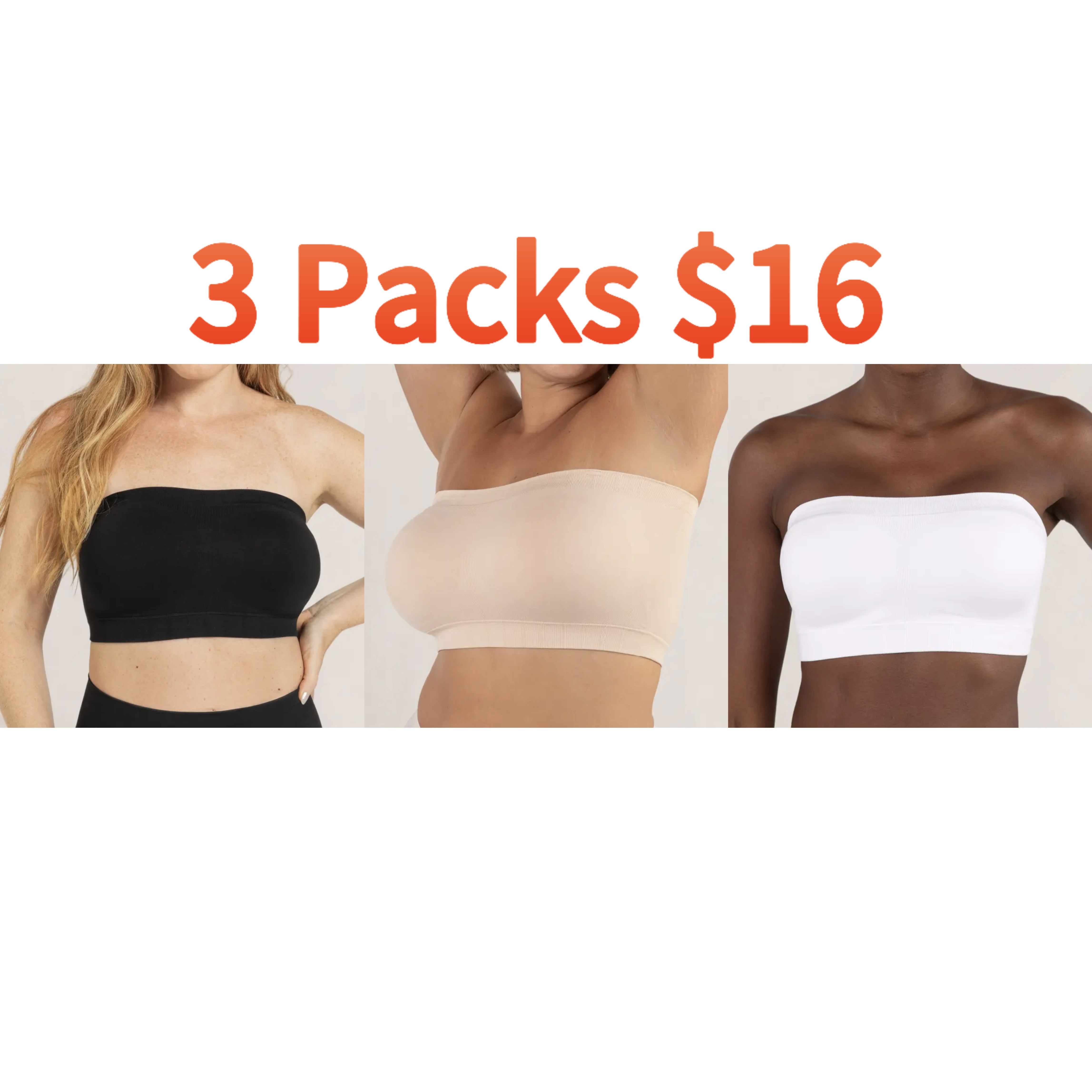 Shapermint Truekind Convertible Strapless Bandeau Bra with Wireless Comfort, Anti-Slip Grip & Removable Straps