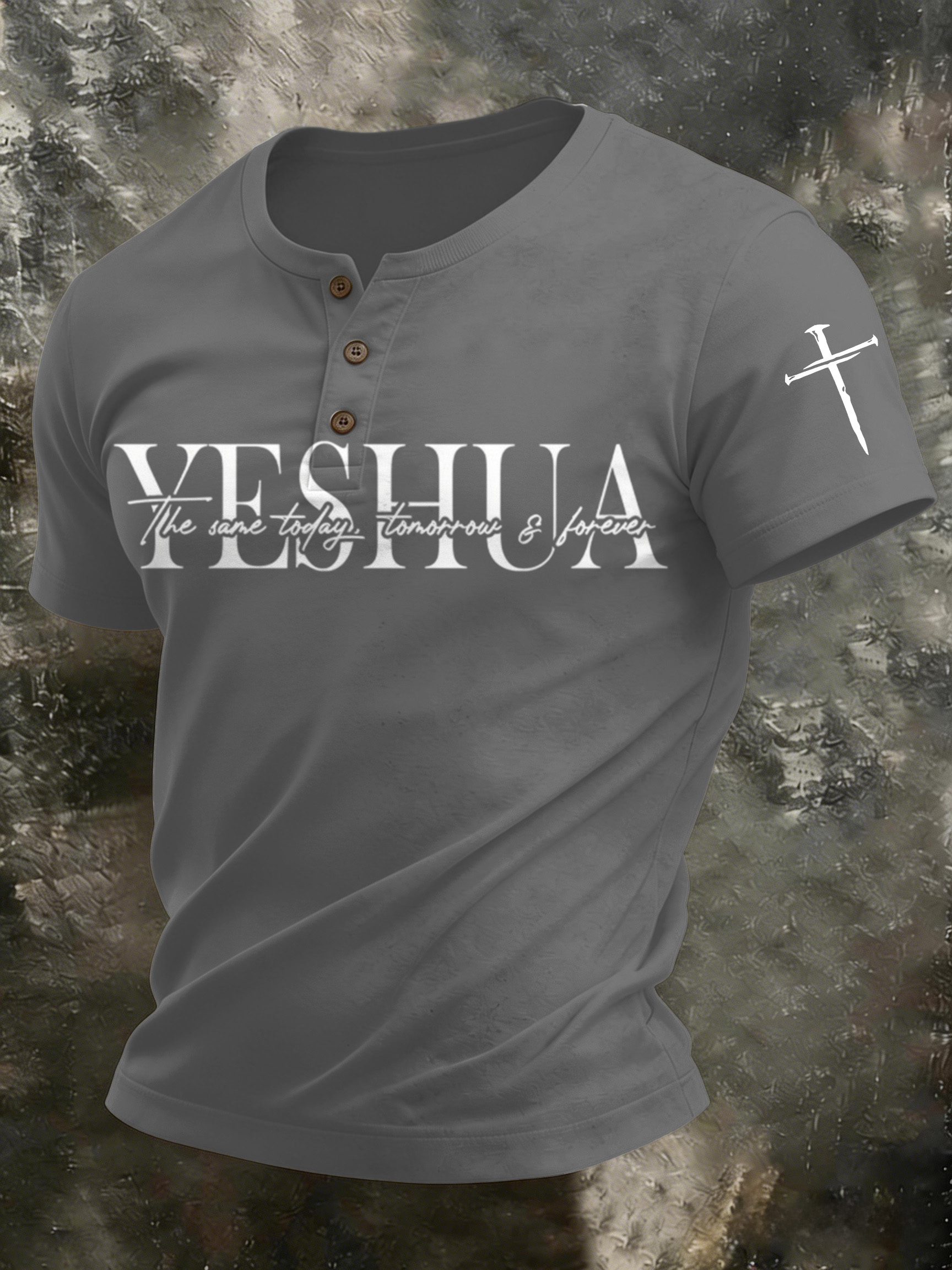 Men'S Casual Faith In Christ Jesus Henry Collar Polo Shirt