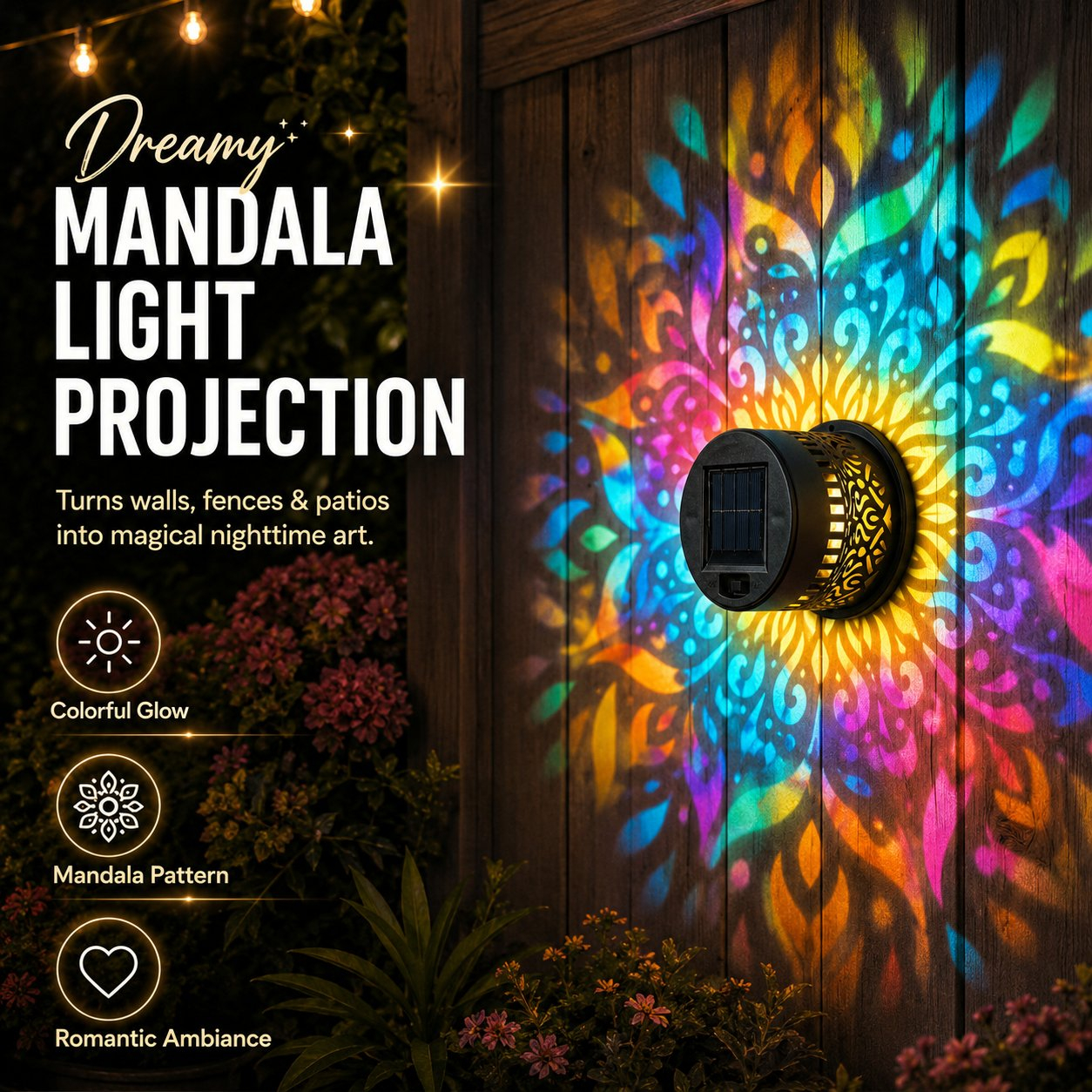 May Sale-Outdoor Garden Fence Projector Lamp Patio Ambient Decor