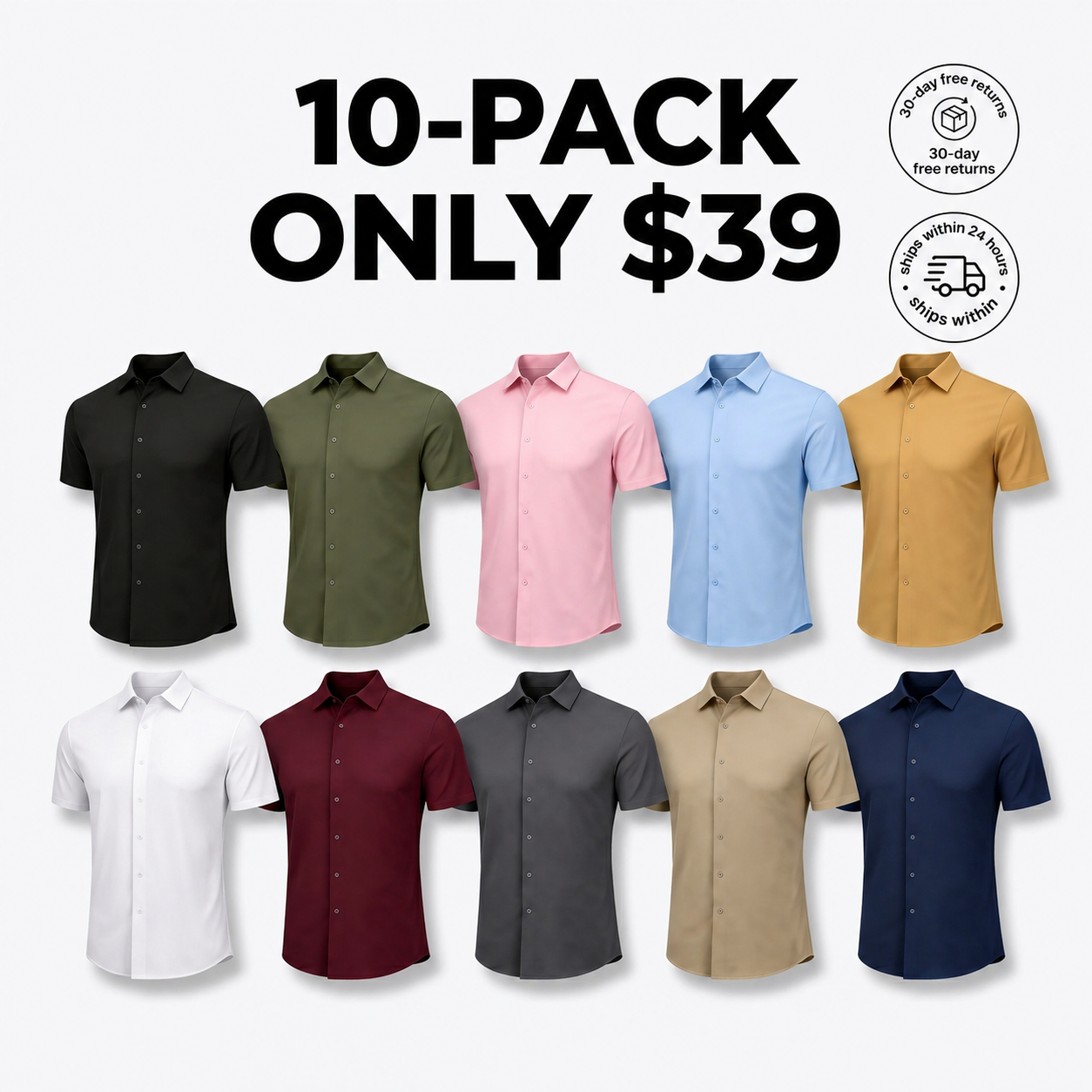 Men's Short-Sleeve Knitted Button-Down Shirt