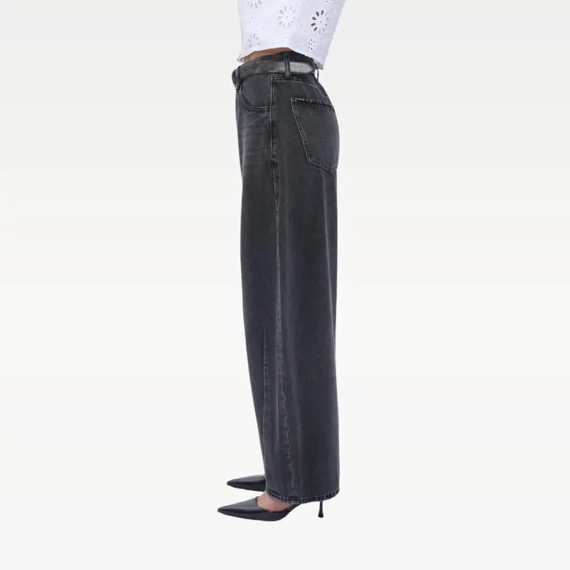 Women High Waist Baggy Barrel Leg Jeans