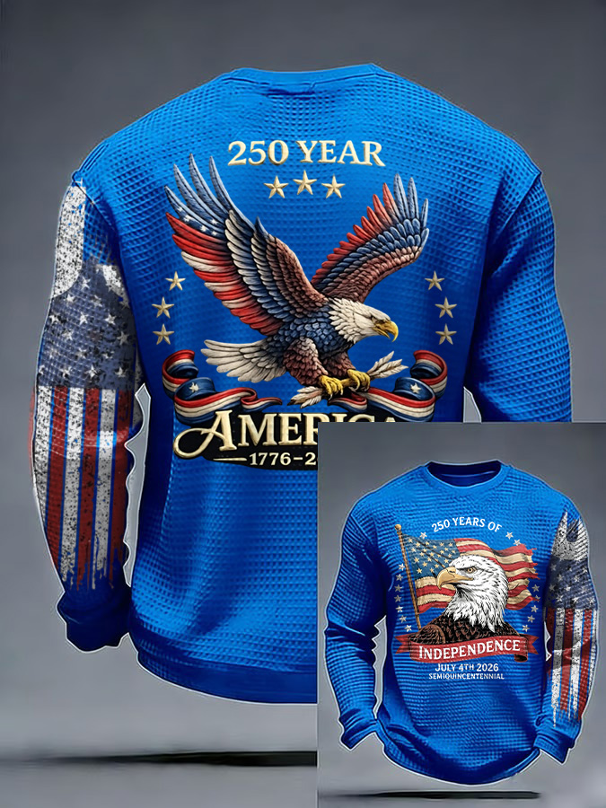 Unisex 250Th Anniversary Celebration Waffle Round Neck Long Sleeve T-Shirt
