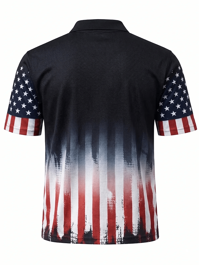 Men's Casual Flag Independence Day Print Polo