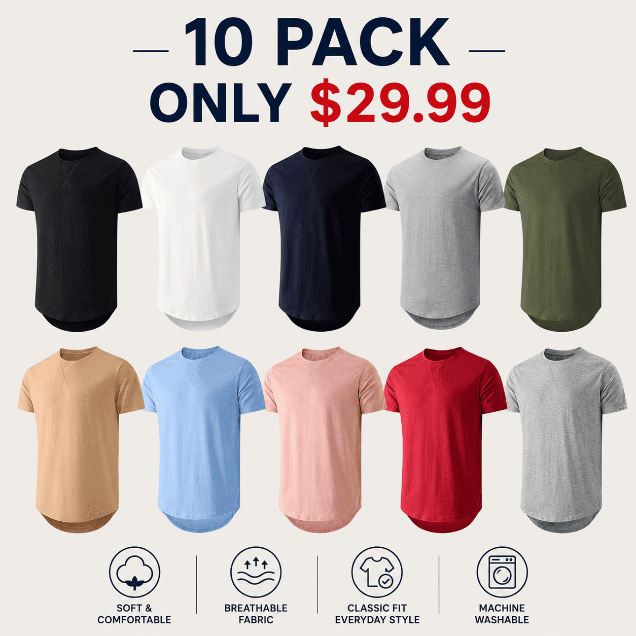 Men's Cotton Hipster Crewneck T-Shirts