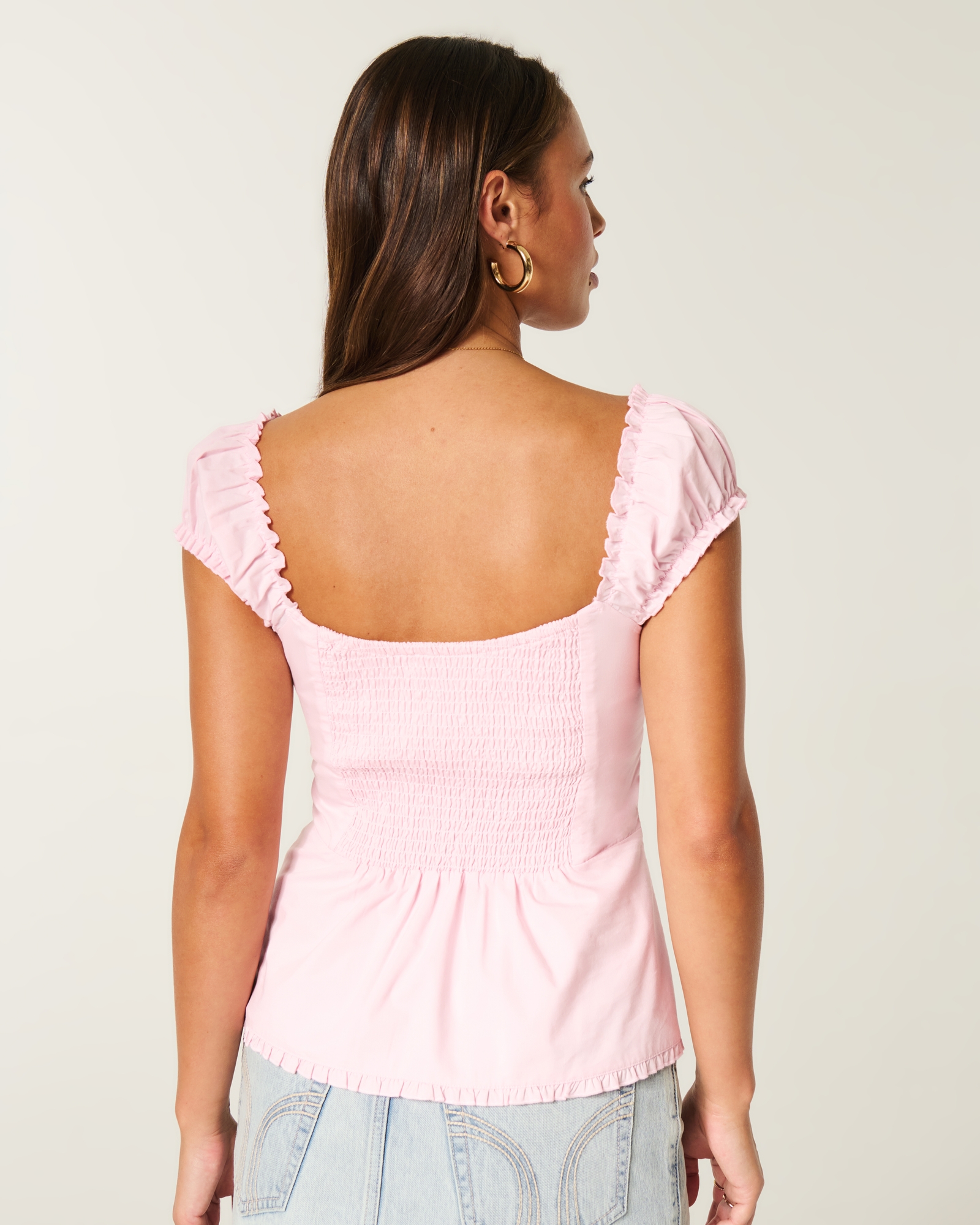 On\/Off-the-Shoulder Ruffle Trim Top
