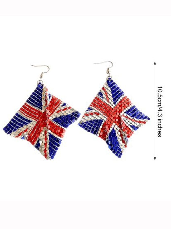 Women'S Independence Day 250Th Anniversary Flag Alloy Pendant Earrings