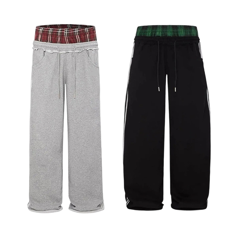 Unisex Plaid Patchwork Sweatpants