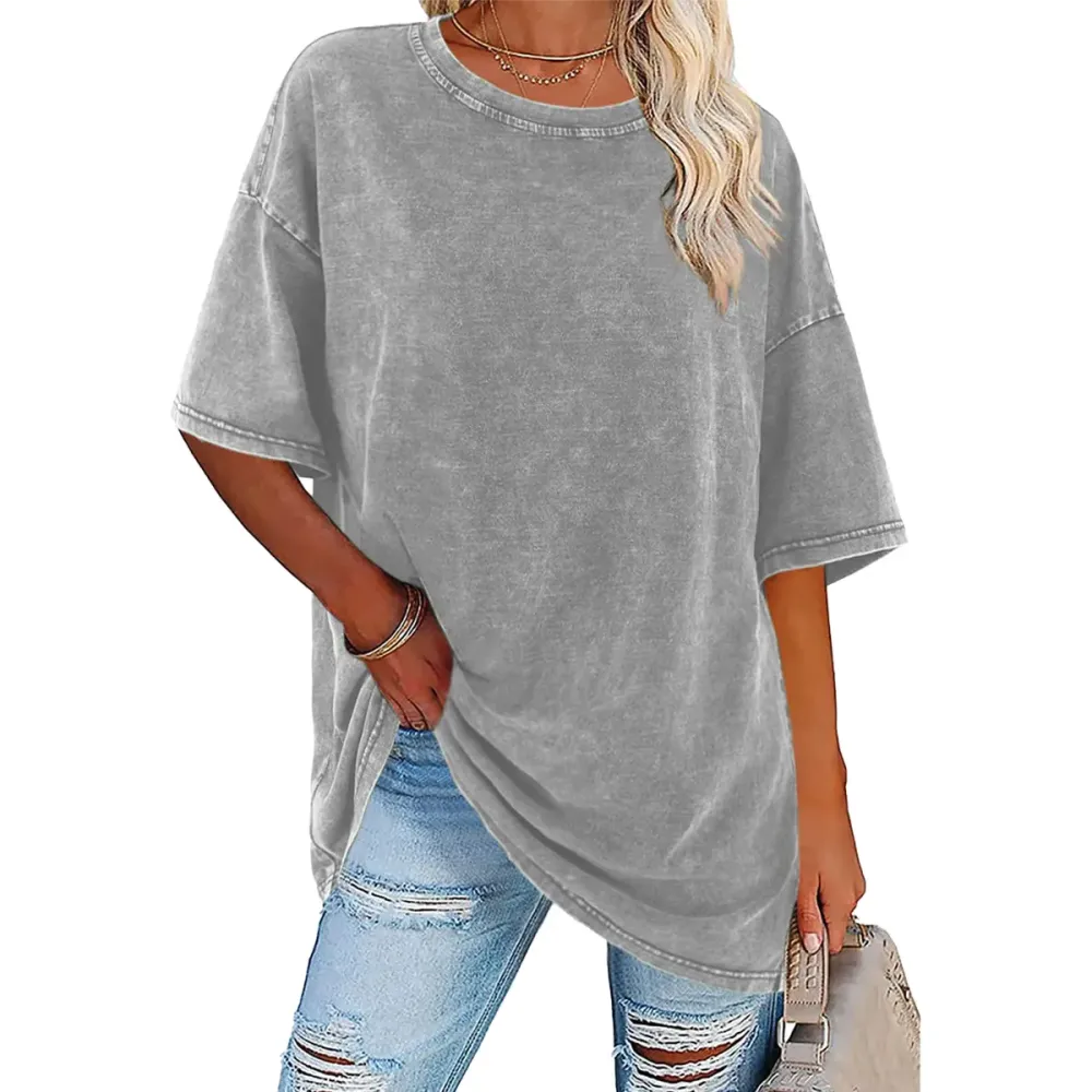 Women's Loose-Fit T-Shirt — Acid-Washed, Heavyweight Pure Cotton, Vintage Unisex Style