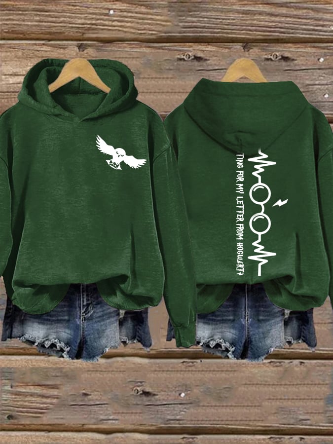 Women's Waiting For My Letter Print Casual Hoodie