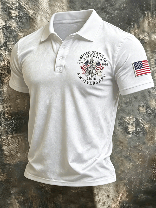 Men's Wear USA 250th Anniversary Distressed Polo Shirt