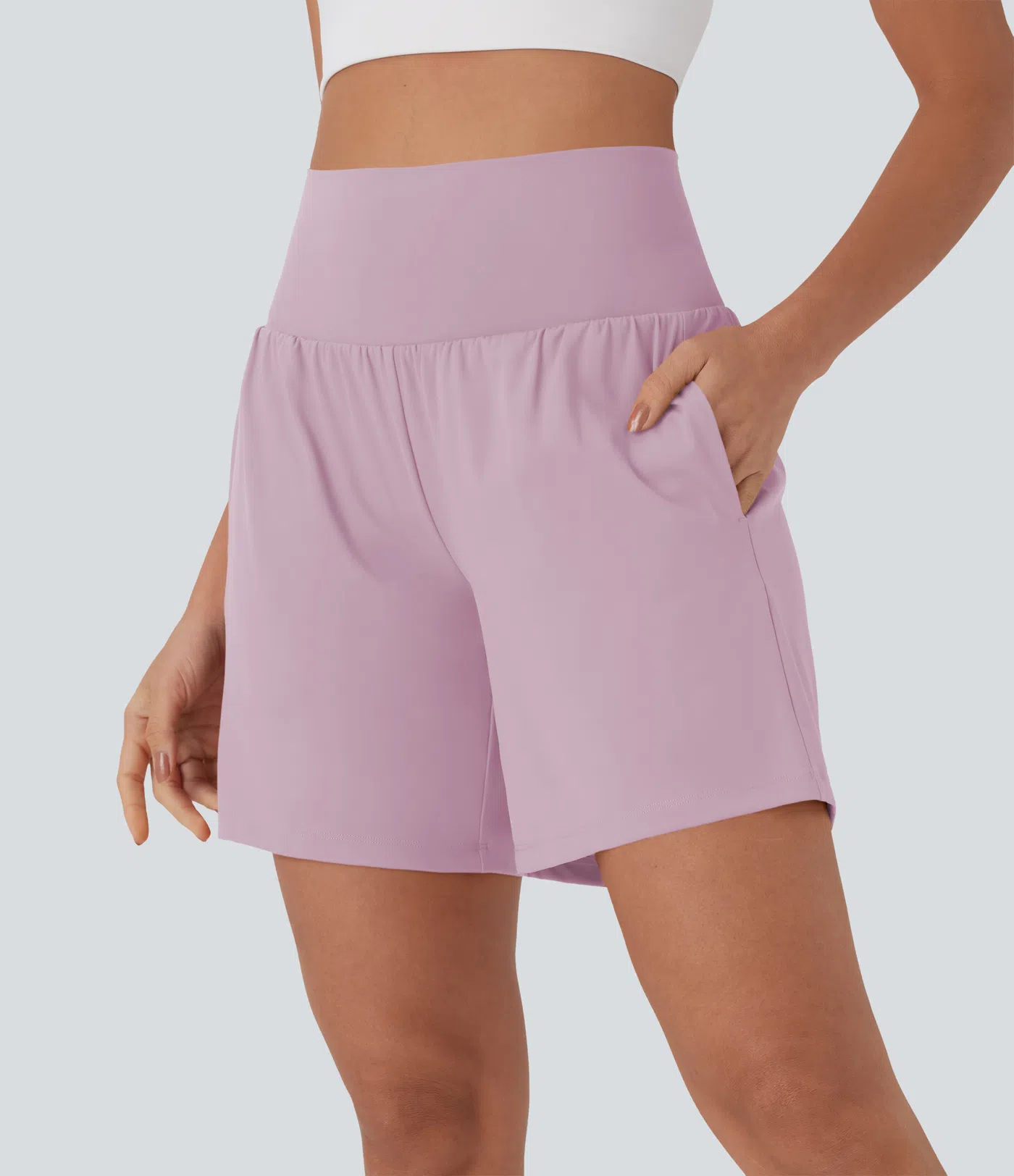 Women's 2-Piece Super High Waisted Back Pocket & Side Hidden Pocket 2-in-1 Yoga Shorts Set