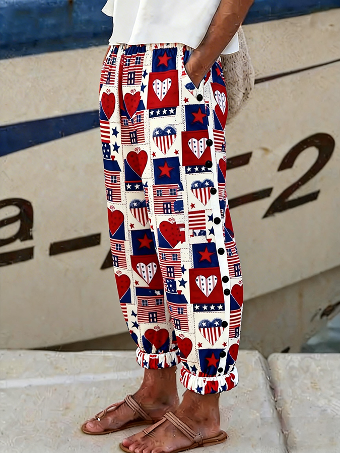 Women's Love Printed Casual Pants