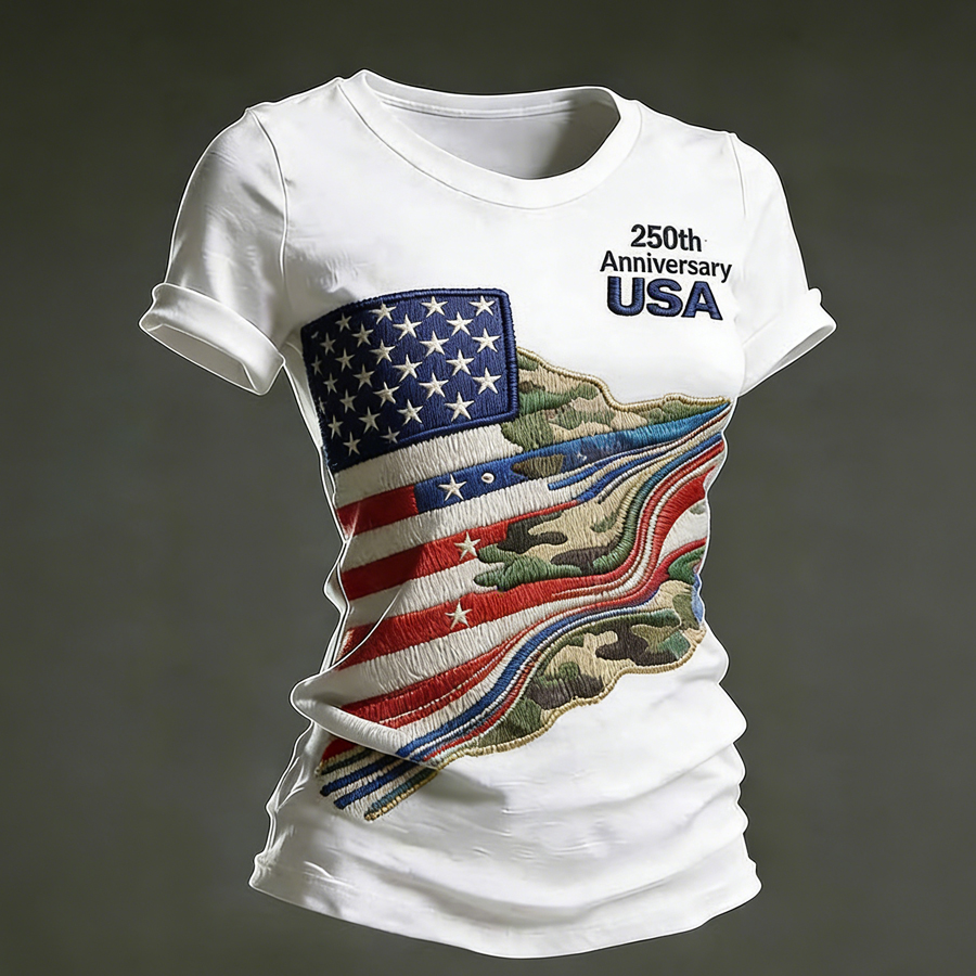 Women'S 250Th Anniversary Independence Day Commemorative Printed Casual Round Neck T-Shirt