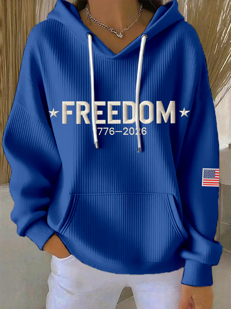 FREEDOM Theme Pit Strip Hoodie 1776-2026 Commemorative Loose Hoodie