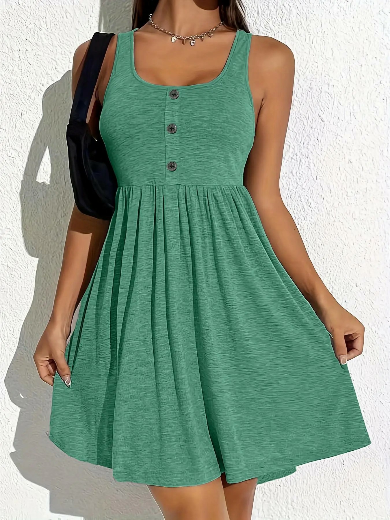 Plus Size Scoop Neck Stretch Jersey Tank Dress –  Easy Care Daily Wear Dress