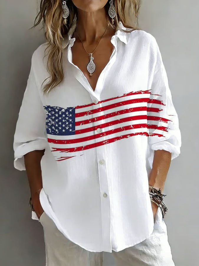 Women'S Casual American Independence Day 250Th Anniversary Printed Casual Shirt