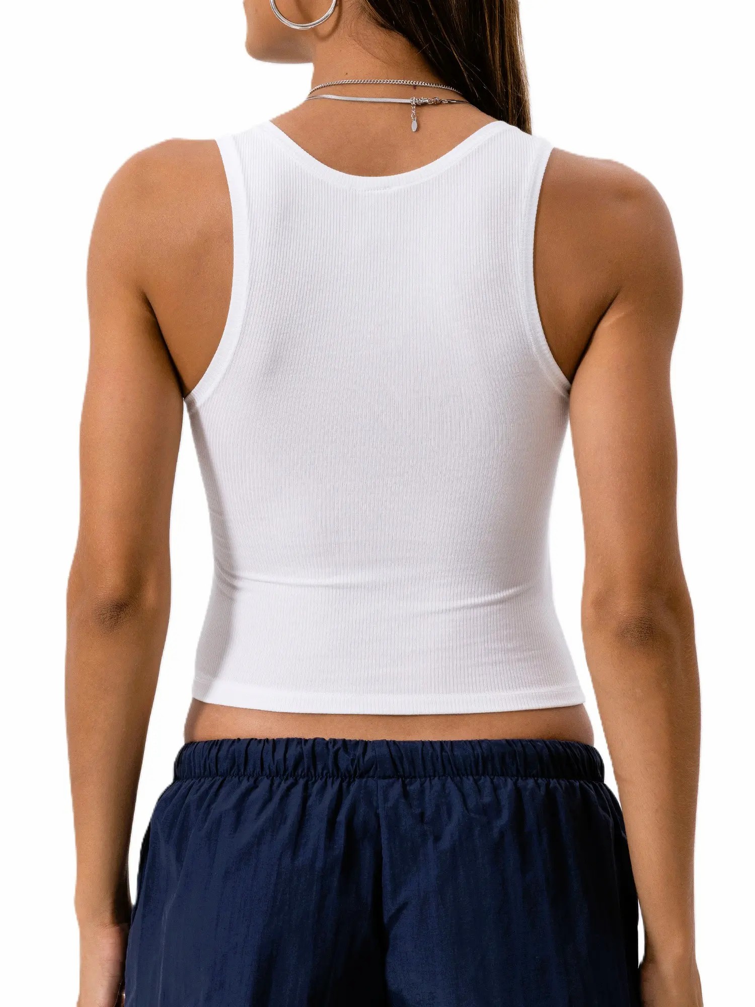 Women Rib Tank Top Padded Workout Top Square Neck Crop Tank Fitted Basic Cami Tops
