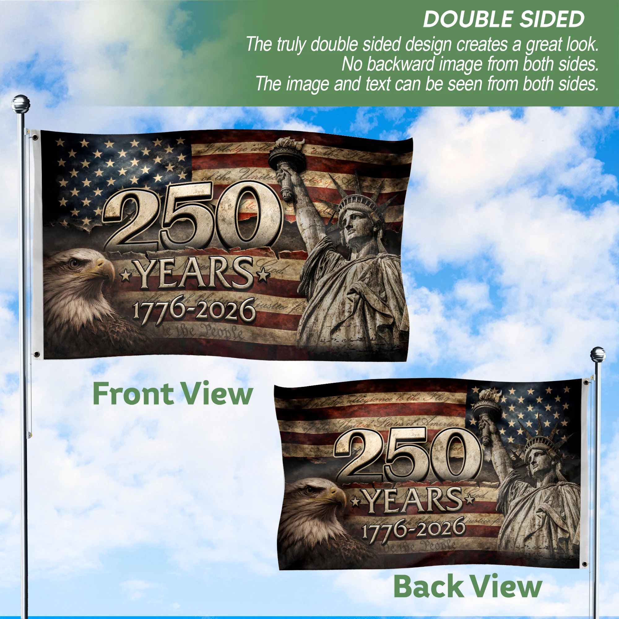250 Years Flag 1776–2026 – Eagle & Liberty Patriotic American Décor