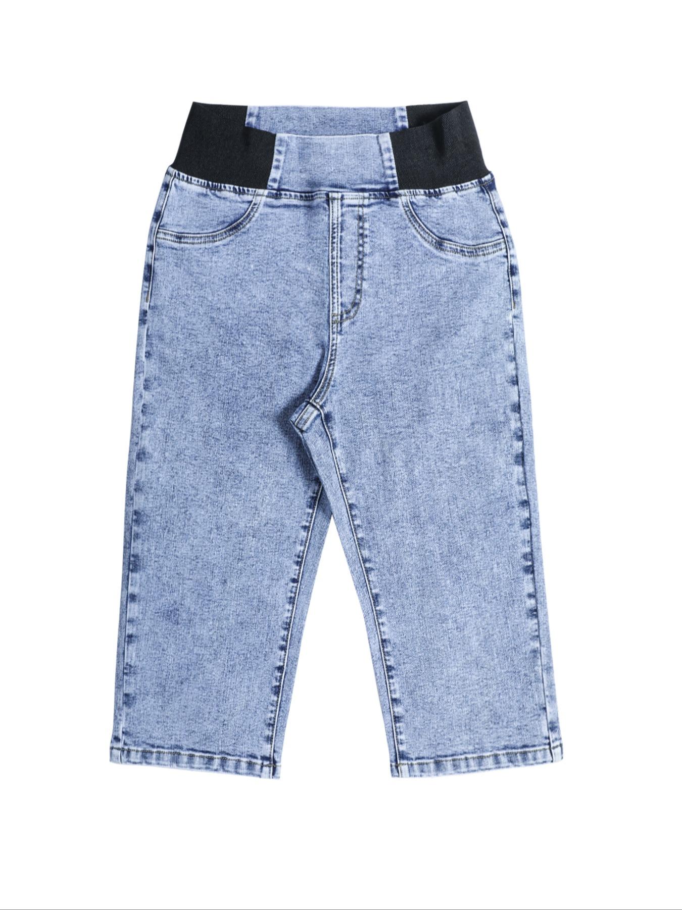 Women's Slim-Fit Solid-Color Mid-Rise Stretch Denim Cropped Jeans