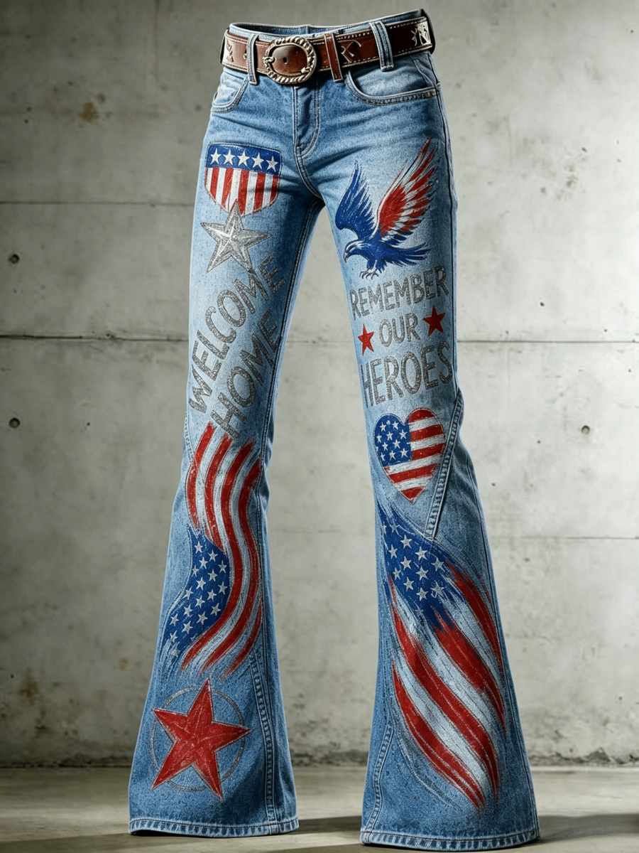 Women's 250th Anniversary Hot Diamond Printed Casual Jeans