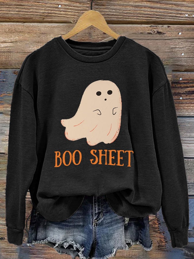 Boo Sheet  Women'S Casual Printed Sweatshirt
