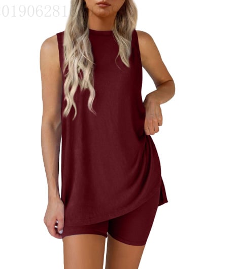 Sleeveless Crewneck Women's 2 Piece Sets