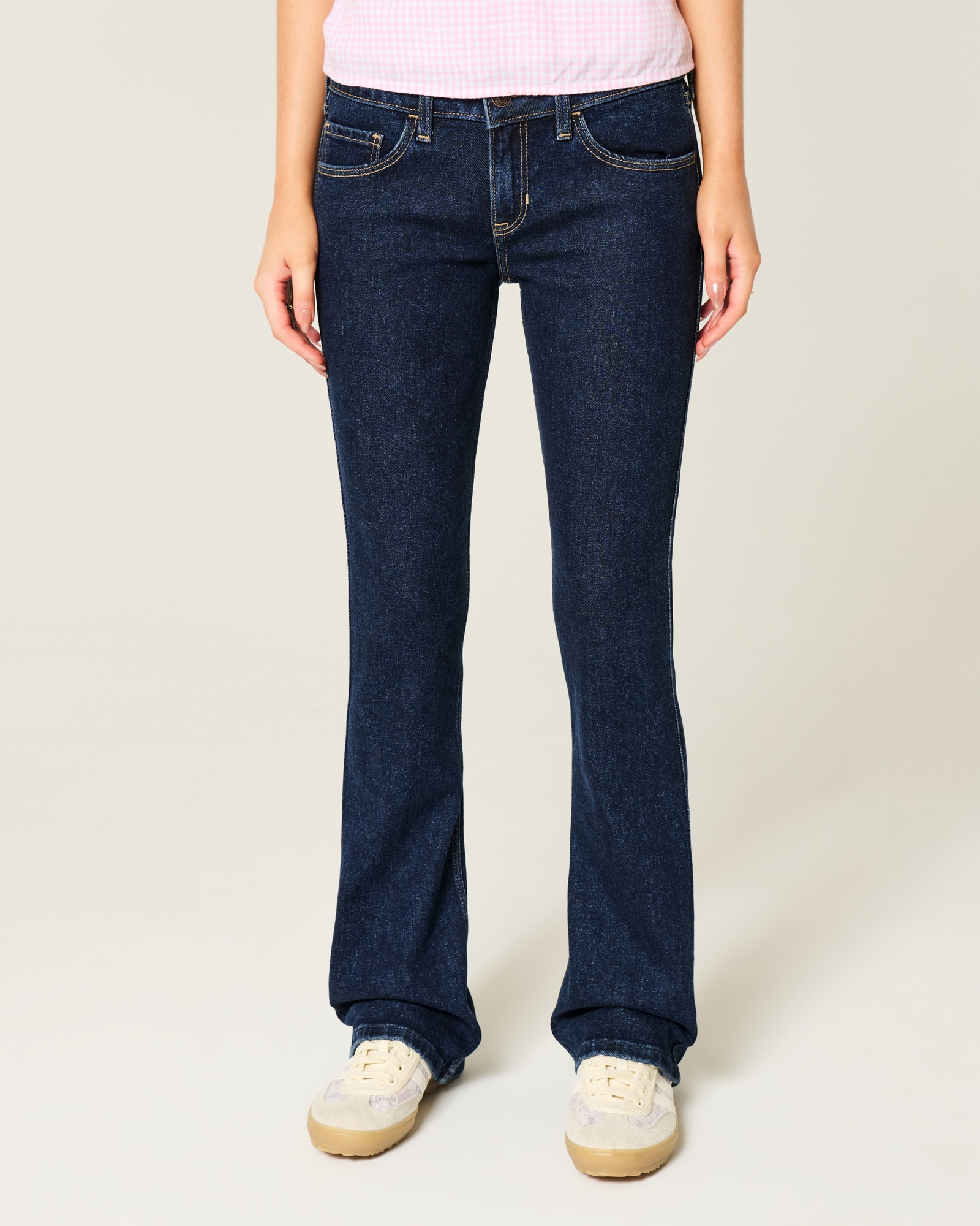 Low-Rise Dark Wash Embroidered Bootcut Jeans