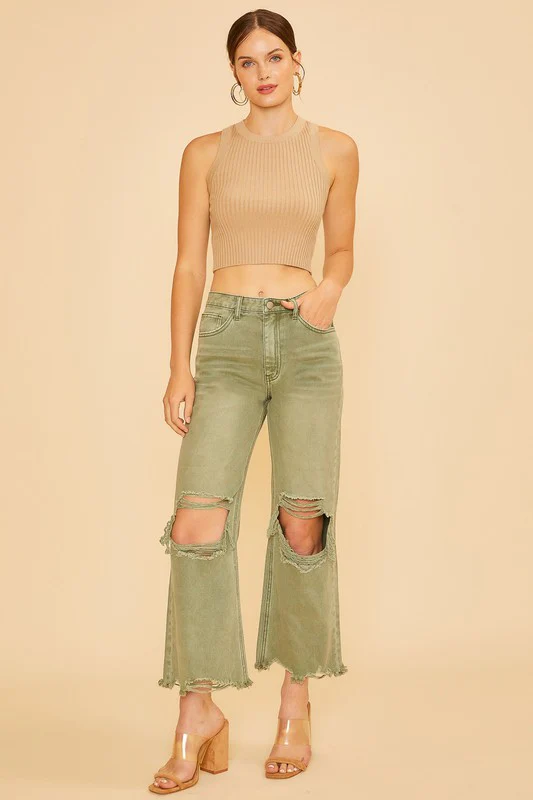 Wear Distressed Raw Hem Jeans