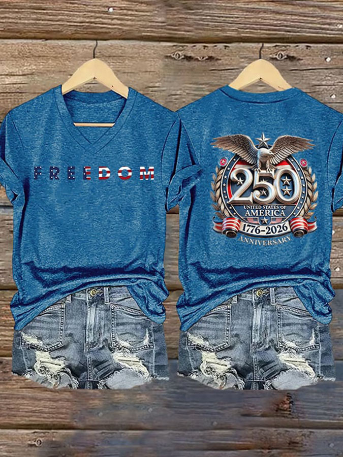 Women'S For The 250th Anniversary Of American Independence V-Neck T-Shirt