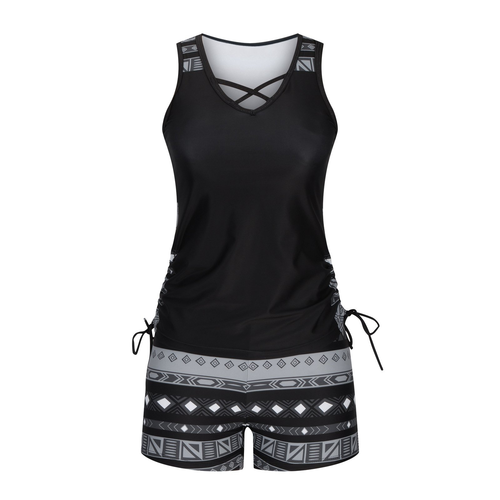 ⏰LAST DAY 90% OFF - Women's 2-Piece Tummy Control Tankini Set with Built-In Bra – Flattering Boho Swimwear with Shorts