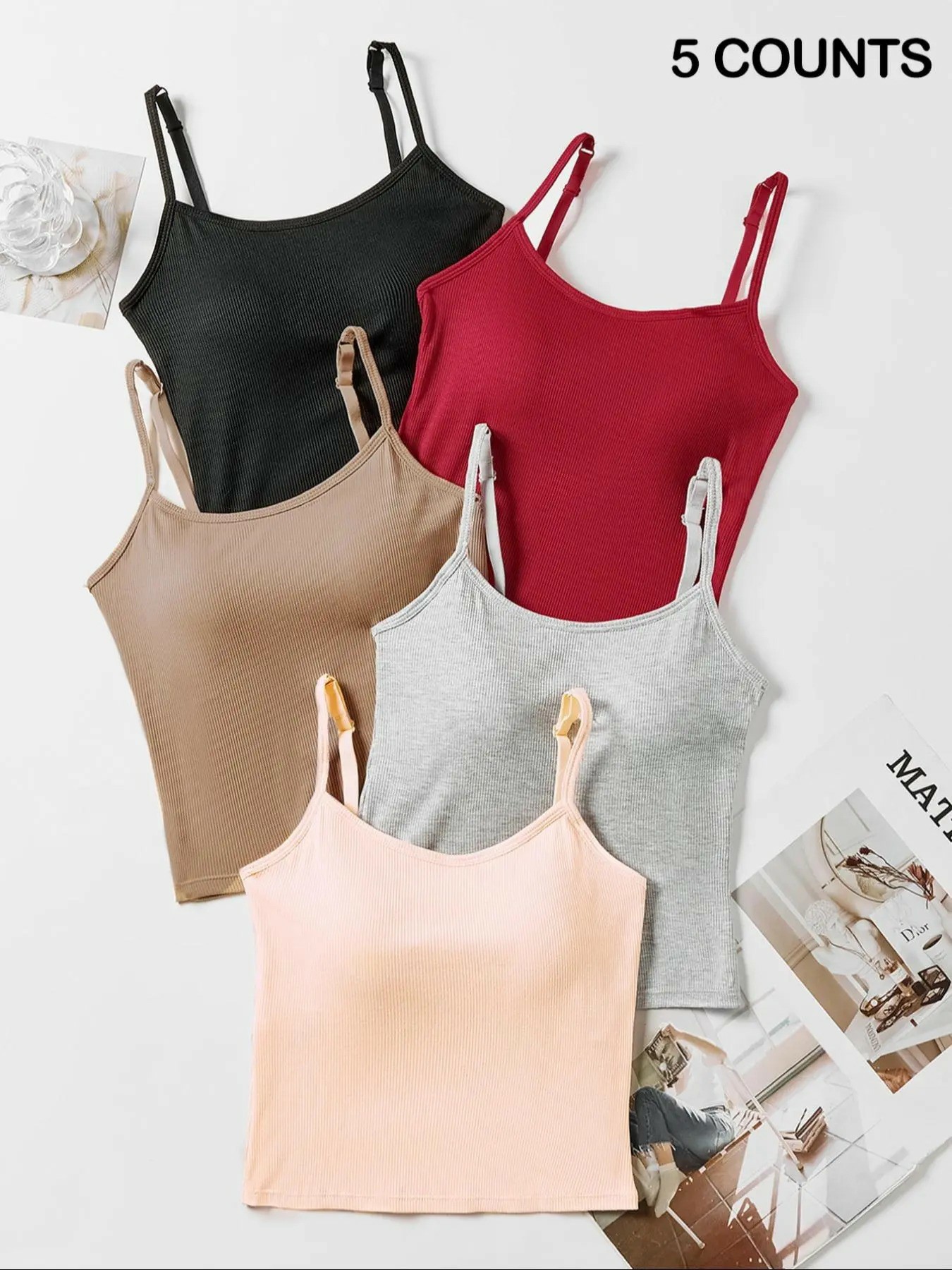 Women's Ribbed Built-In Bra Crop Cami – Fitted Sleeveless Summer Tank Top