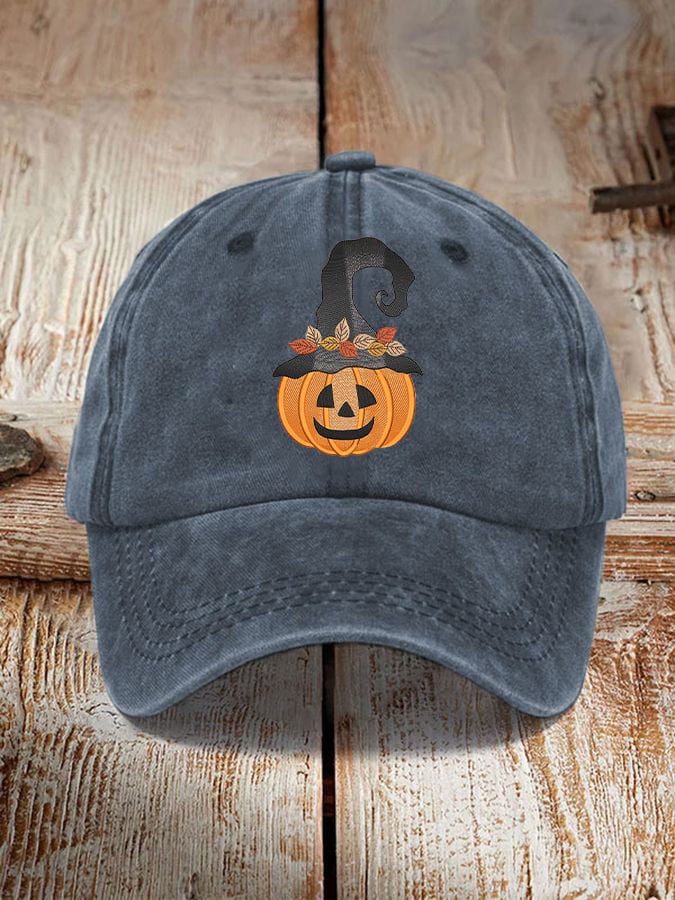 Unisex Halloween Pumpkin Witch Print Hat