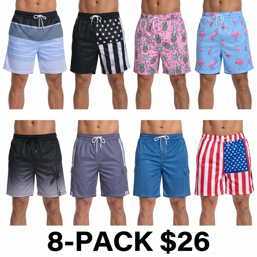 Men's 2-in-1 Swim Trunks – Compression Liner, No-Chafing Boardshorts with Pockets