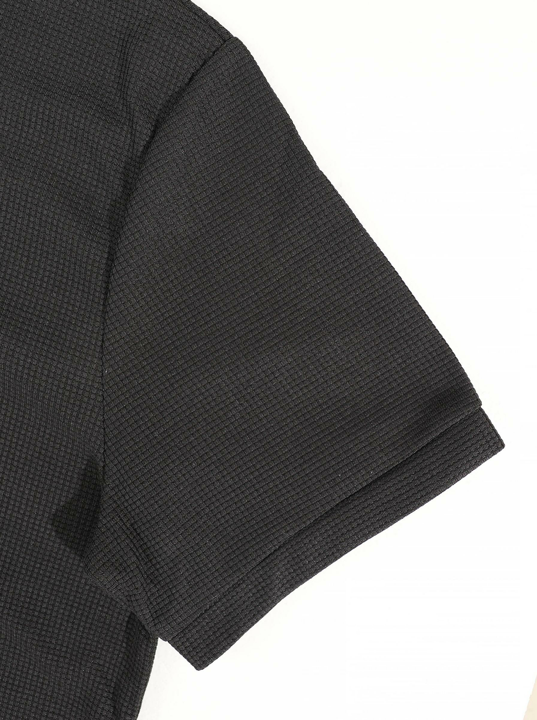 Men's 2-Piece Athleisure Wear Set - Solid Half-Zip Long Sleeve Jacket & Top-Stitching Waffle Pants