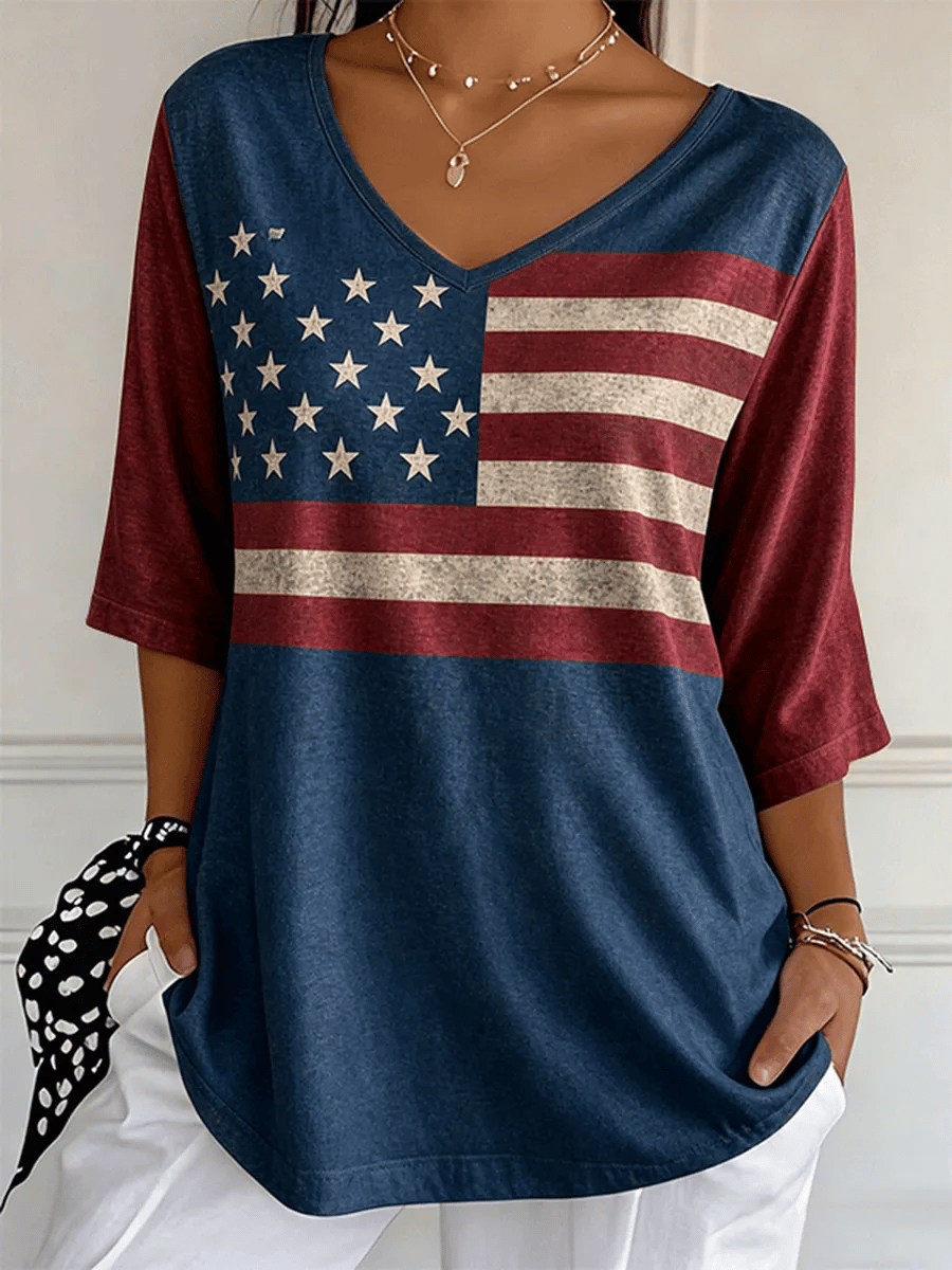 Women's Retro  250Th Anniversary Celebration Of The Founding Of The United States Print T-Shirt