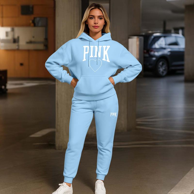Women's Pink Heart Print Tracksuit