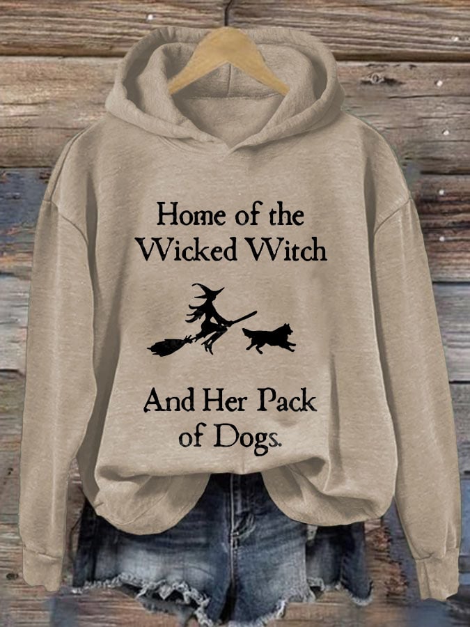 Retro Home Of The Wicked Witch And Her Pack Of Dogs Print Sweatshirt