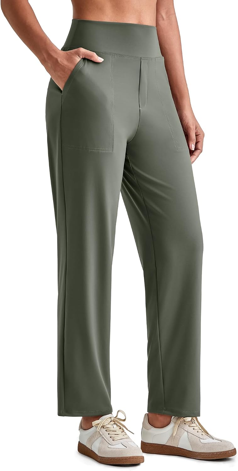 Womens Ankle Dress Yoga Pants with Pockets Stretchy Business Casual Slacks Work Trousers Travel Pant