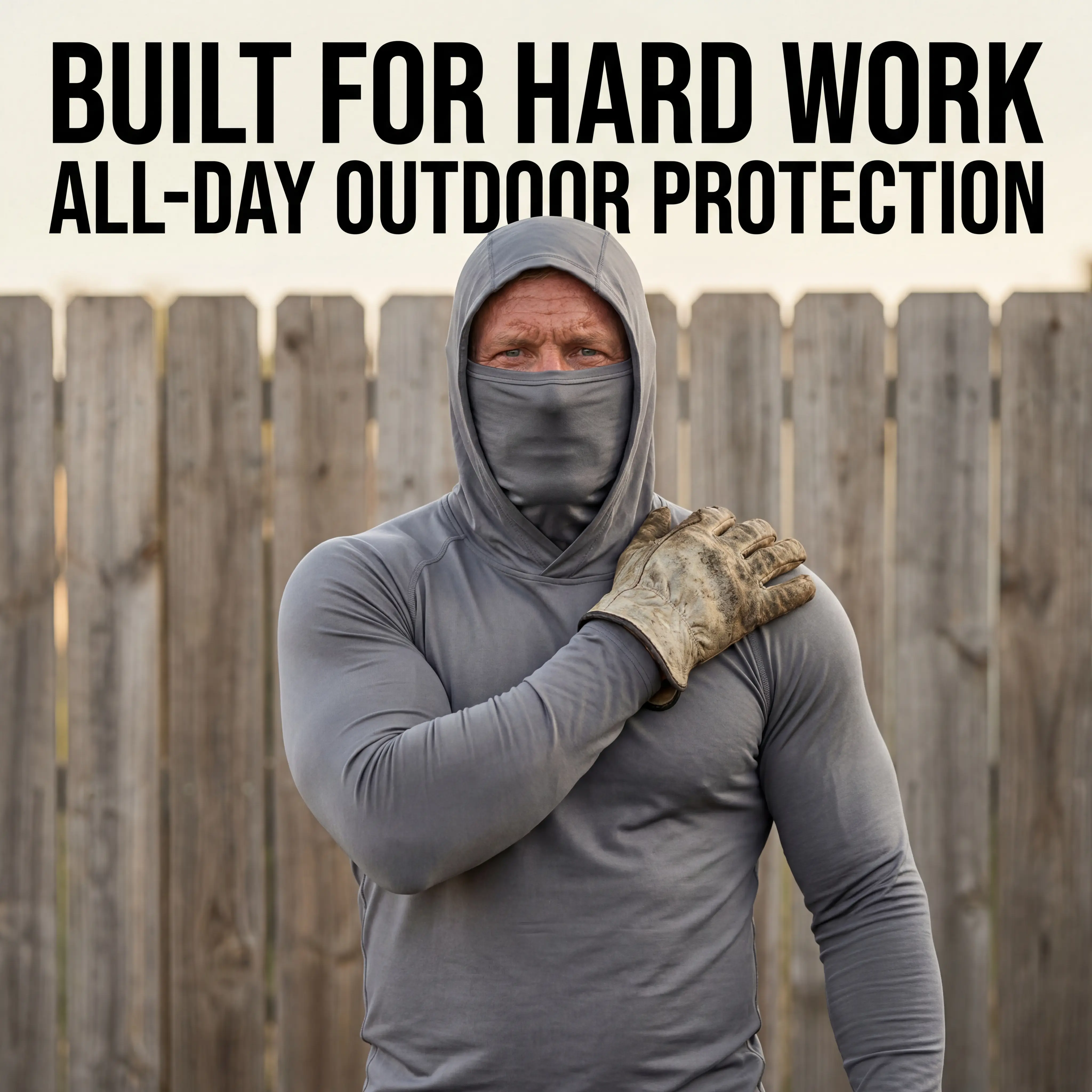 Men's Outdoor Work Sun Protection Clothing With Sun-Blocking Hoodie
