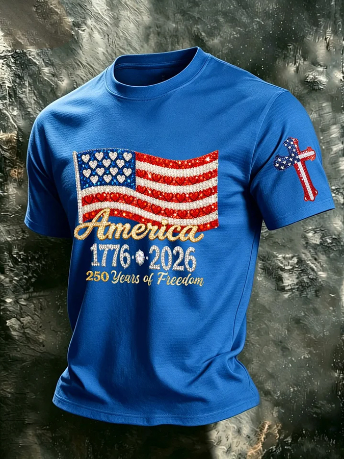 Men'S America Flag Print T Shirt