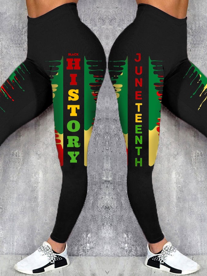 Women's Juneteenth Black History Month Print Leggings