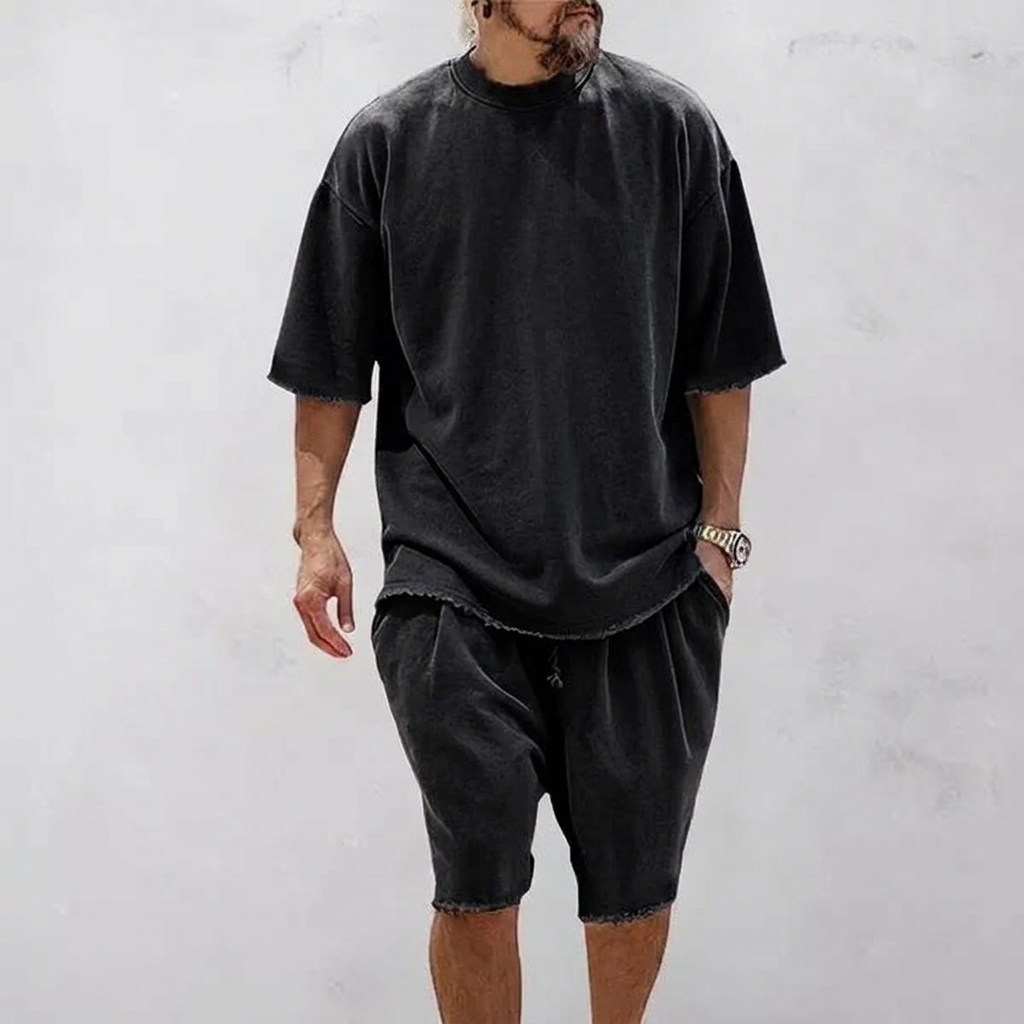 Men's Textured Casual Loose Fit 2-Piece Sweatsuit - Athletic Tracksuit Set