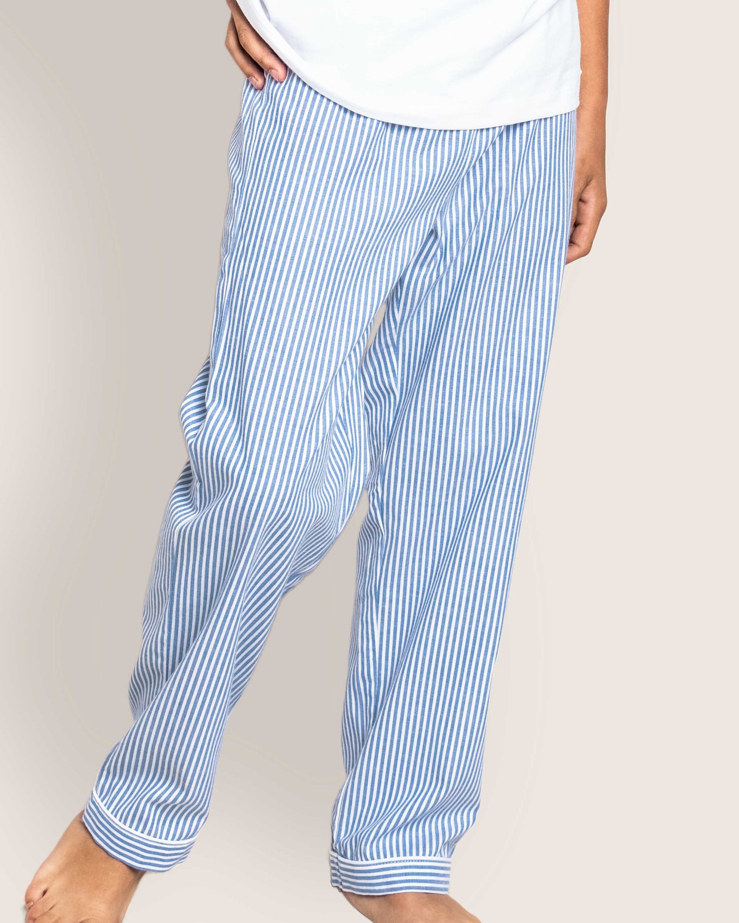 Kid's Twill Pajama Pants in French Blue Heritage Stripe
