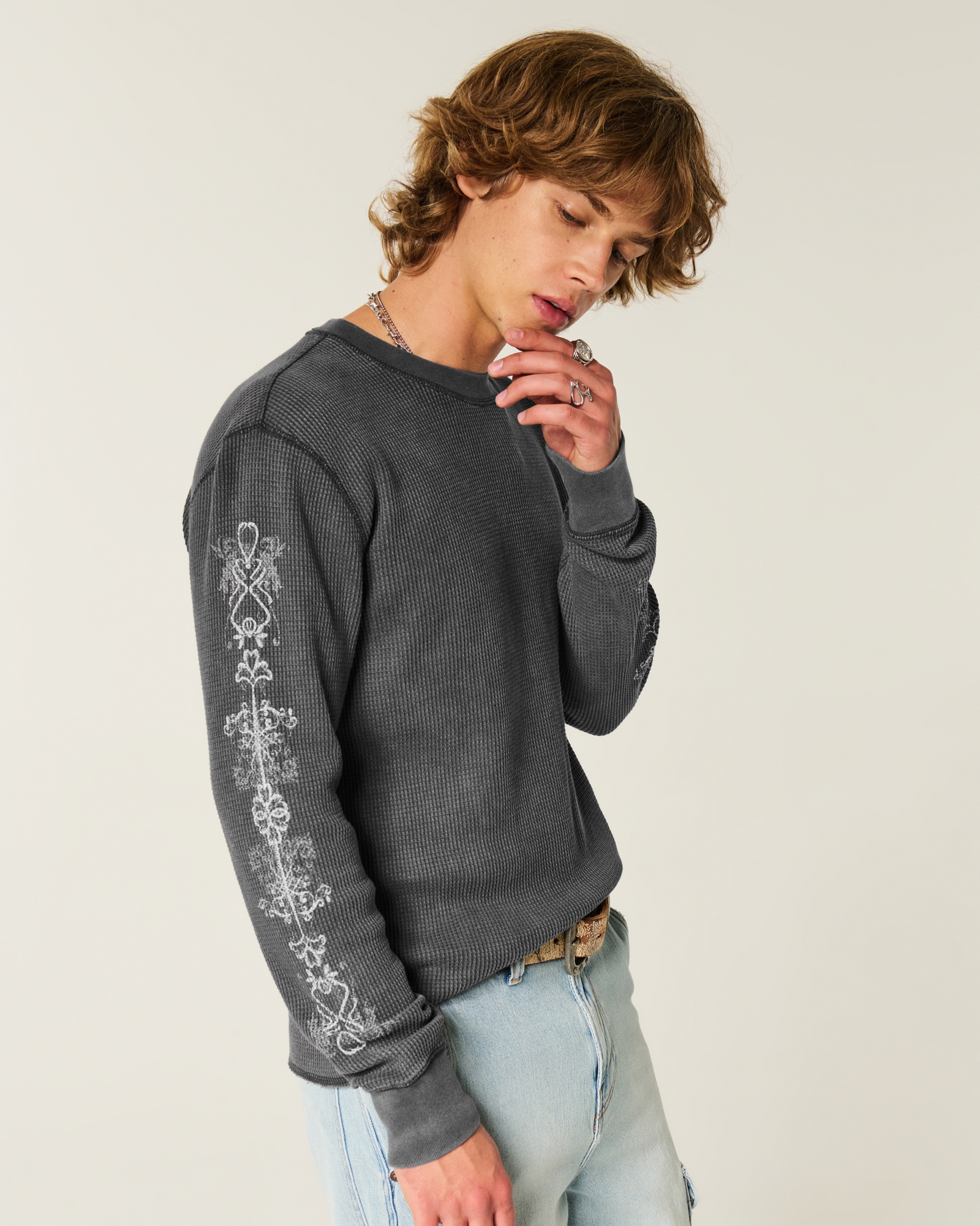 Rose & Angel Wings Graphic Thermal Shirt