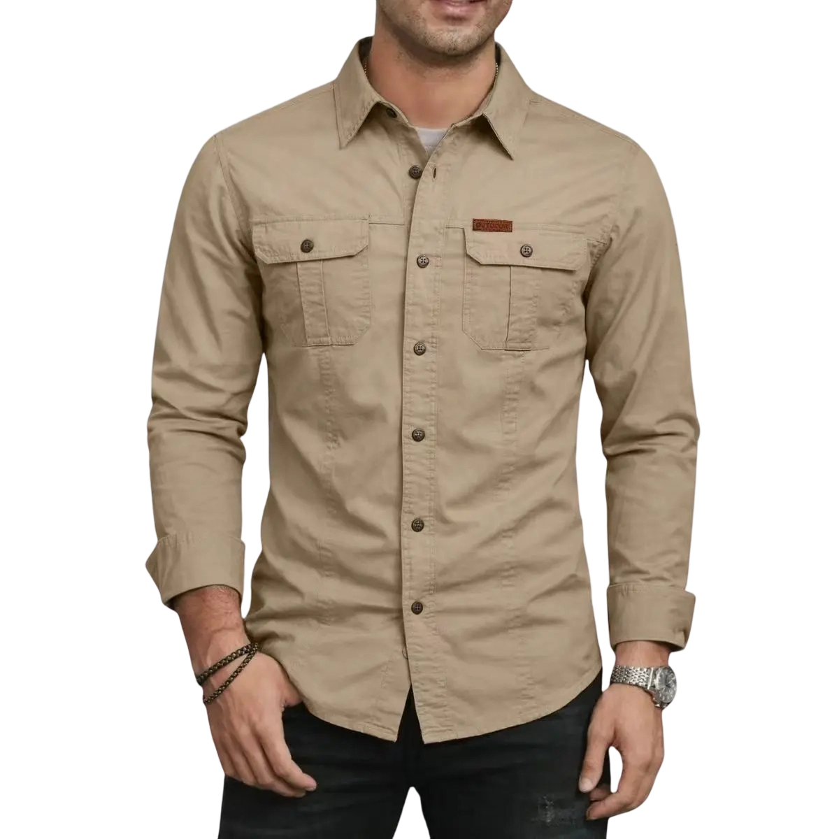 Men's Long Sleeve Workwear Shirt - Outdoor Casual Versatile Top