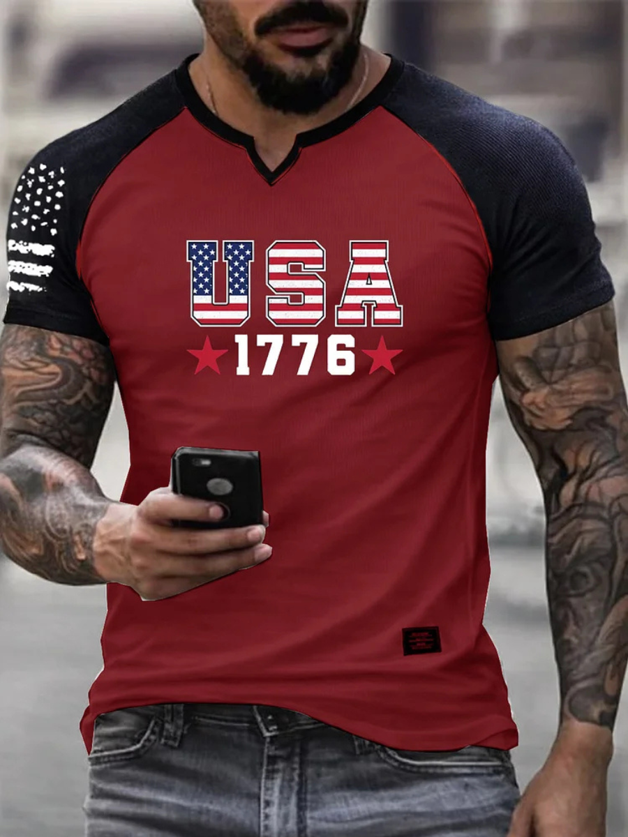 Men's Retro Patriotic Pattern Printed T-Shirt