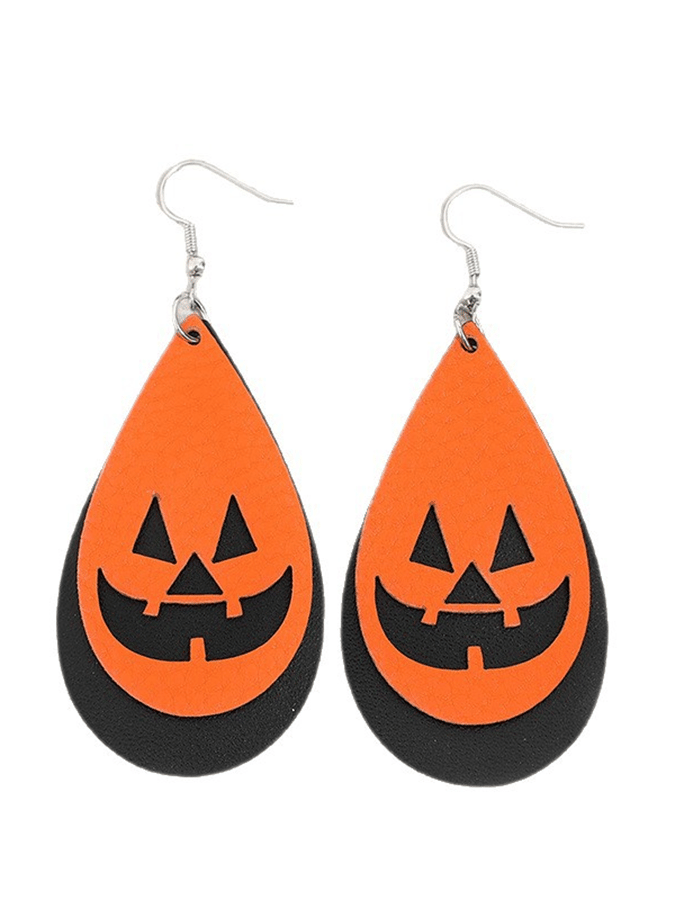 Halloween Cute Pumpkin Ghost Earrings Pu Leather Creative Earrings